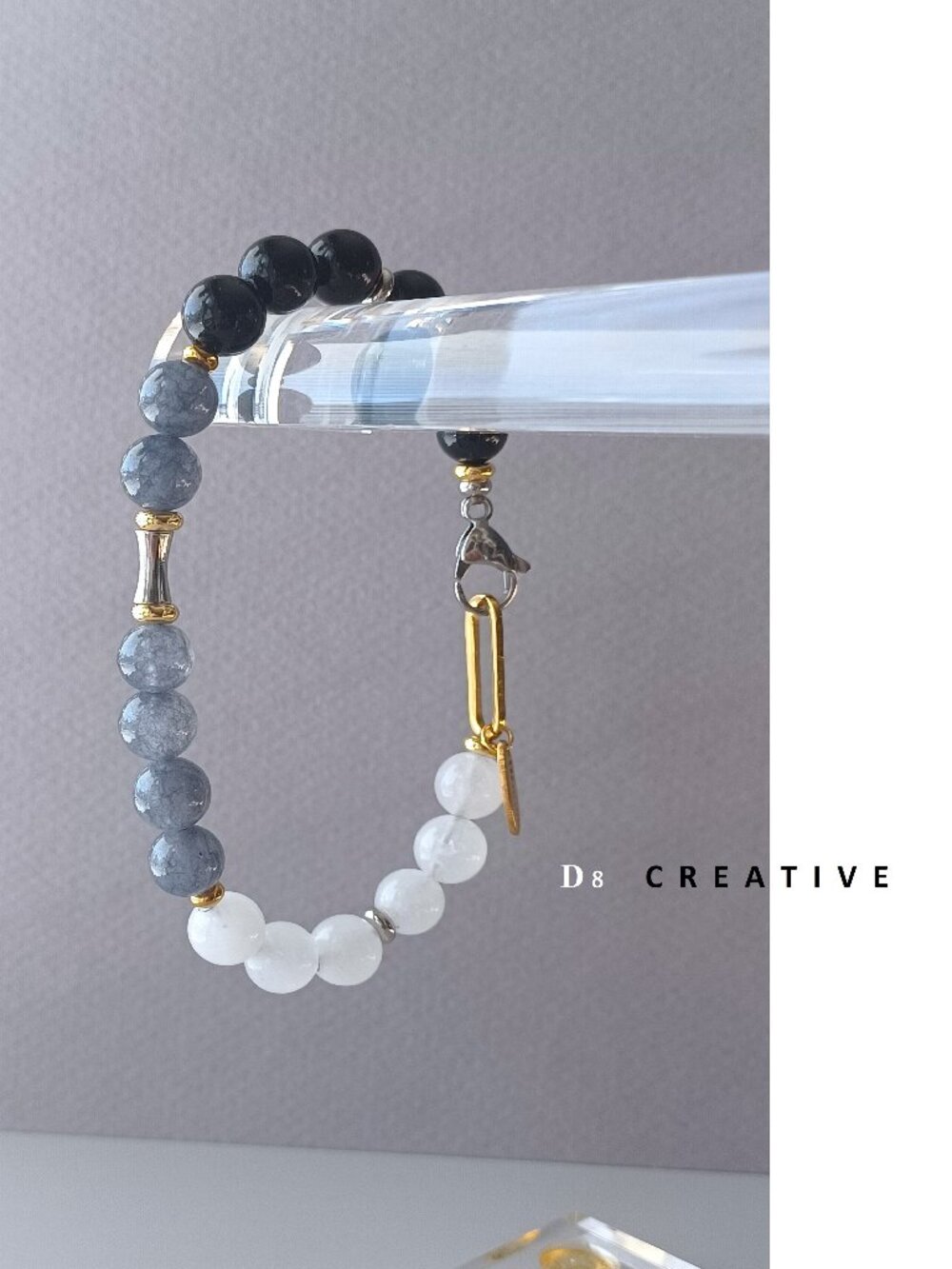 New men's 3 colors agate with stainless steel bracelet